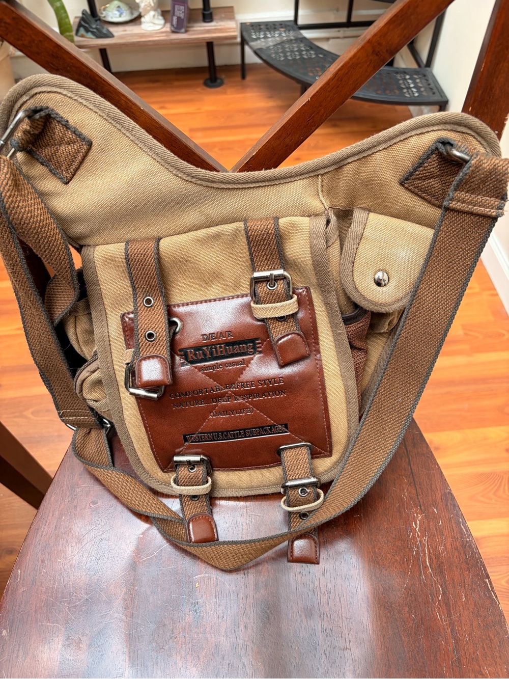Brown Canvas Crossbody Bag